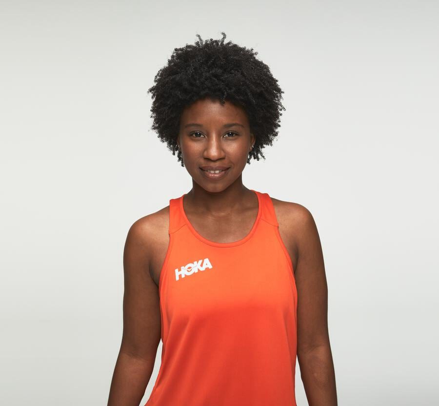 Hoka One One Performance Tank Top Dam - Orange - YNDZH-8754